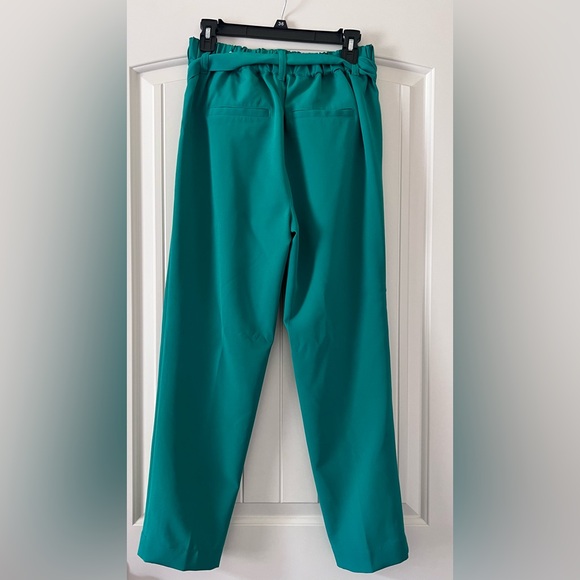 LOFT Ann Taylor Pants Size XS Pleats Tapered Leg Paperbag‎ Waist Tie Green - Picture 1 of 8